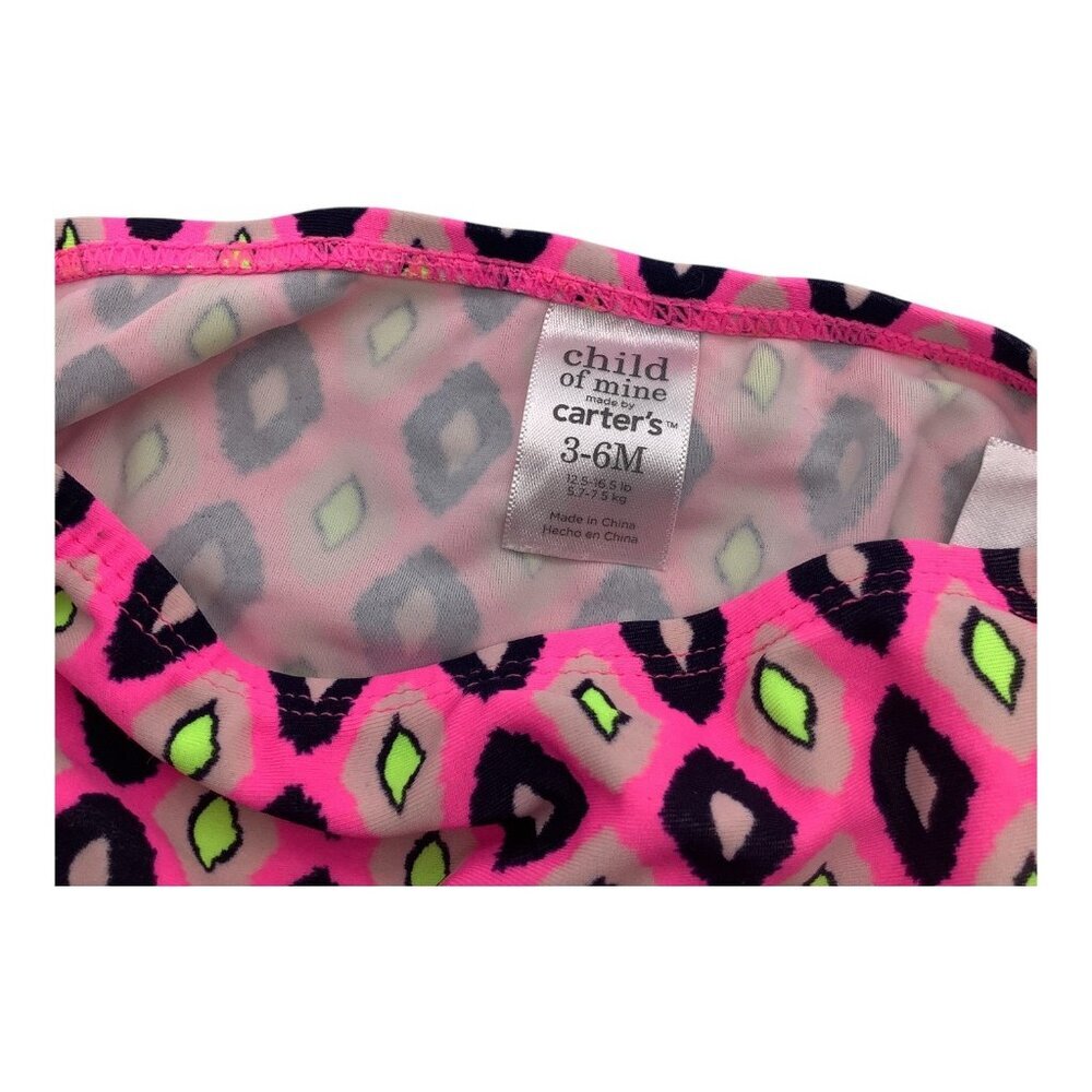 Child‎ Of Mine Baby Girl Swimsuit 3-6M 2 Pc Pink Diamond Print With Ruffle Trim - Picture 9 of 11